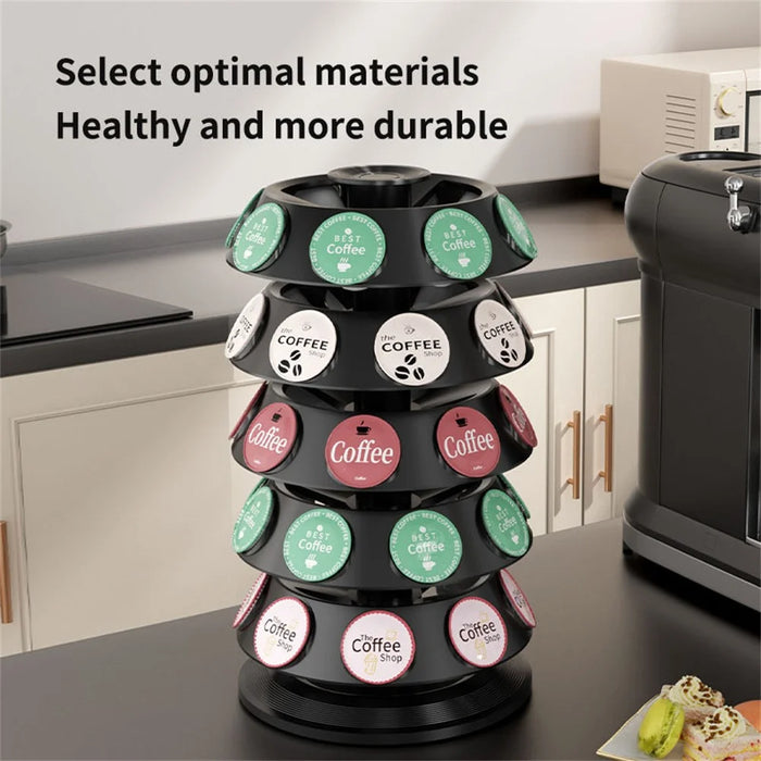 360 Degree Rotating Coffee Capsule Storage Rack for K-Cup 40pcs Capsules Holder Organizer for Kitchen Counter - Black - 5
