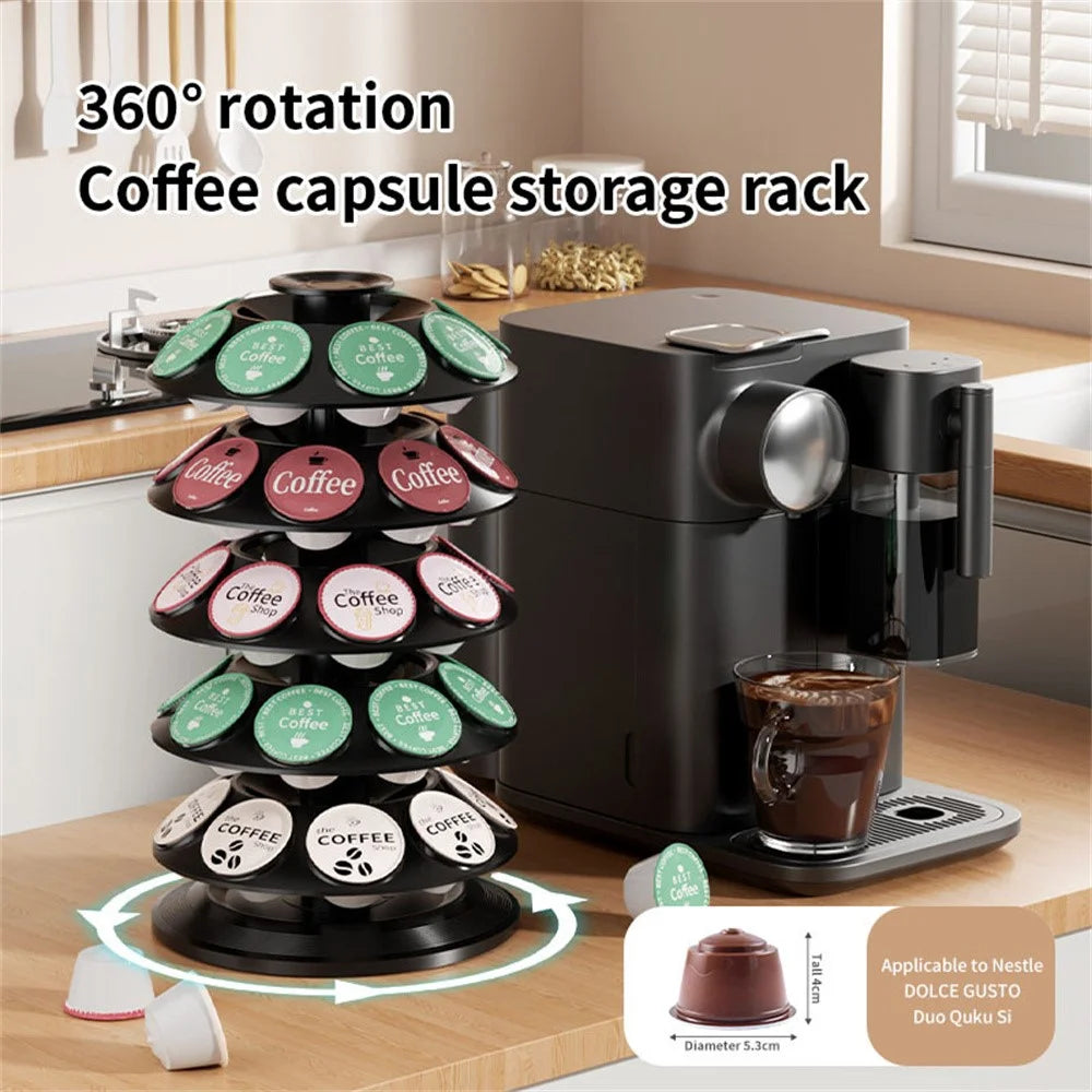 40Pcs Coffee Capsule Rotating Storage Rack for Dolce Gusto 360 Degreee Swivel 5-Tier Holder Organizer - Black - 3