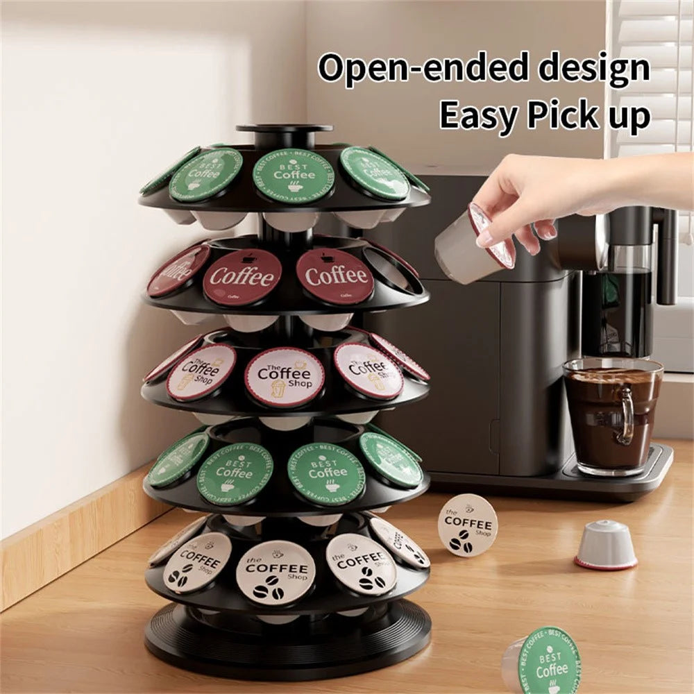 40Pcs Coffee Capsule Rotating Storage Rack for Dolce Gusto 360 Degreee Swivel 5-Tier Holder Organizer - Black - 4