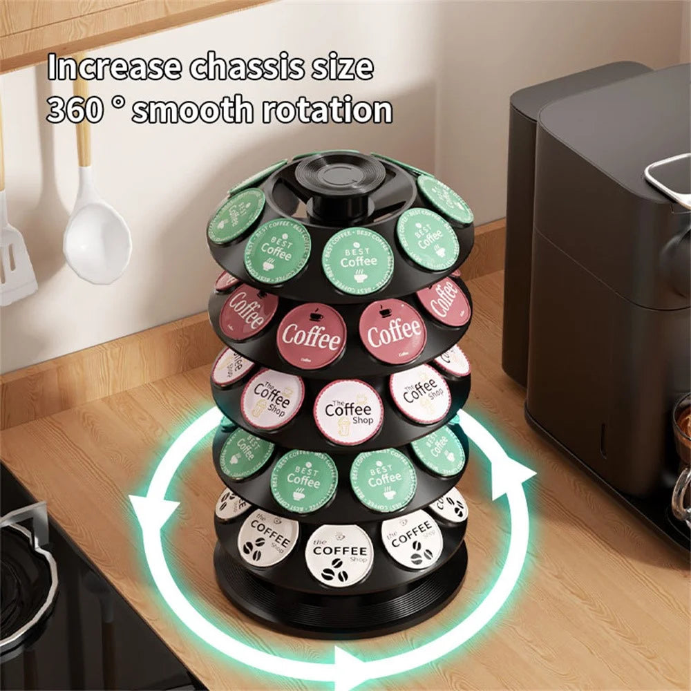 40Pcs Coffee Capsule Rotating Storage Rack for Dolce Gusto 360 Degreee Swivel 5-Tier Holder Organizer - Black - 5