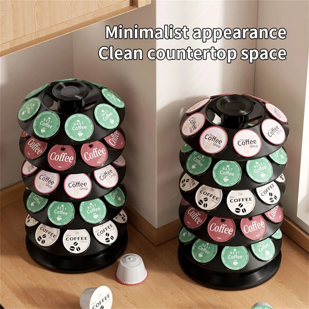 40Pcs Coffee Capsule Rotating Storage Rack for Dolce Gusto 360 Degreee Swivel 5-Tier Holder Organizer - Black - 6