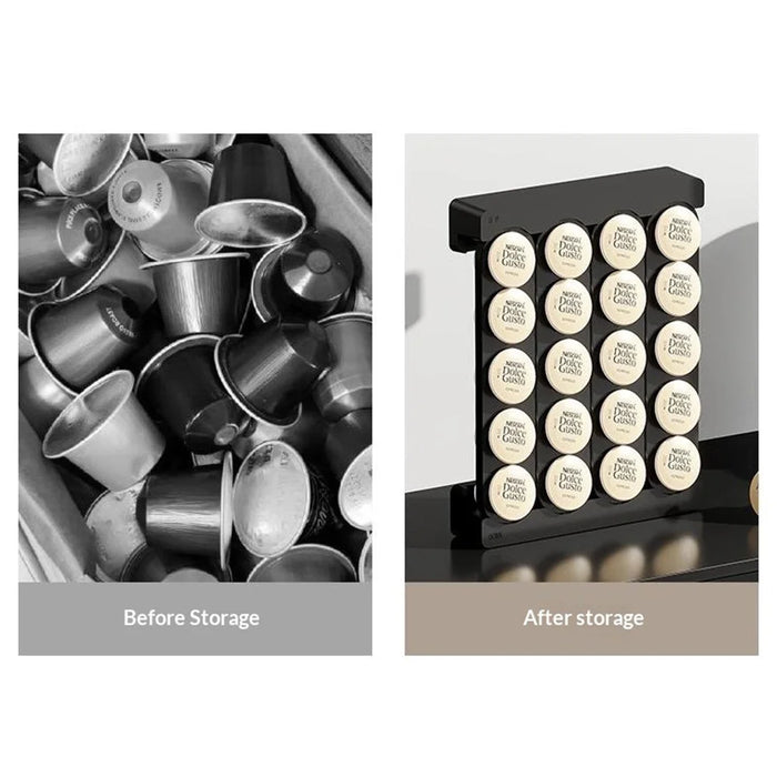 Wall Mounted Coffee Capsule Holder for K-Cup 20 Holes Magnetic No Drill Storage Rack for Kitchen - Black - 4