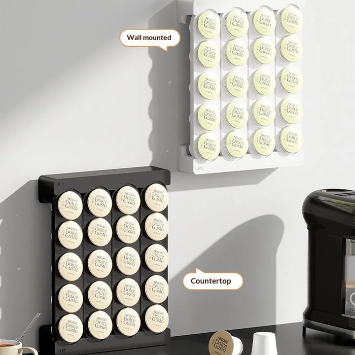 Wall Mounted Coffee Capsule Holder for K-Cup 20 Holes Magnetic No Drill Storage Rack for Kitchen - Black - 6