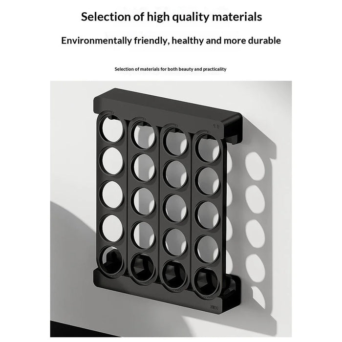 Wall Mounted Coffee Capsule Holder for K-Cup 20 Holes Magnetic No Drill Storage Rack for Kitchen - Black - 7