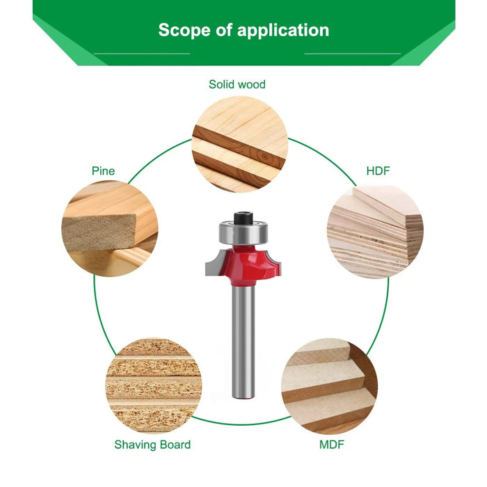 MC01035T9A 1 / 4 x 3 / 4 Inch Wood Trimming Milling Cutter Necking Tool Round Over Bit with Plastic Box - 2
