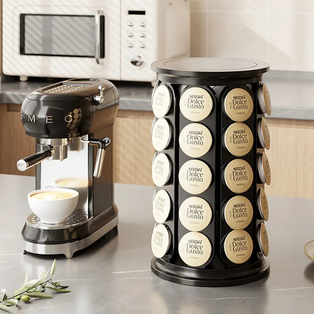 Coffee Capsules Holder for K-Cup 40Pcs Capsules Storage Rack 360 Degreee Rotating Round Stand Organizer - Black - 2