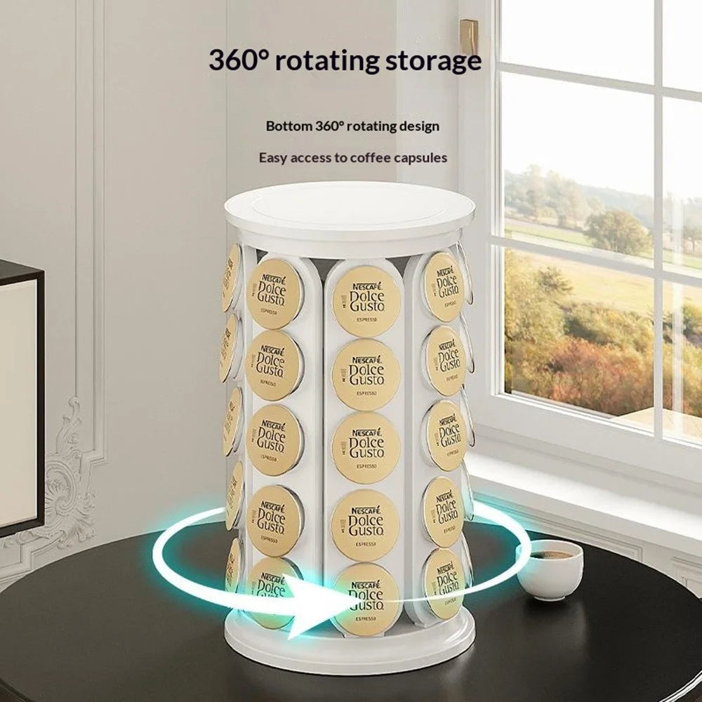 Coffee Capsules Holder for K-Cup 40Pcs Capsules Storage Rack 360 Degreee Rotating Round Stand Organizer - Black - 4