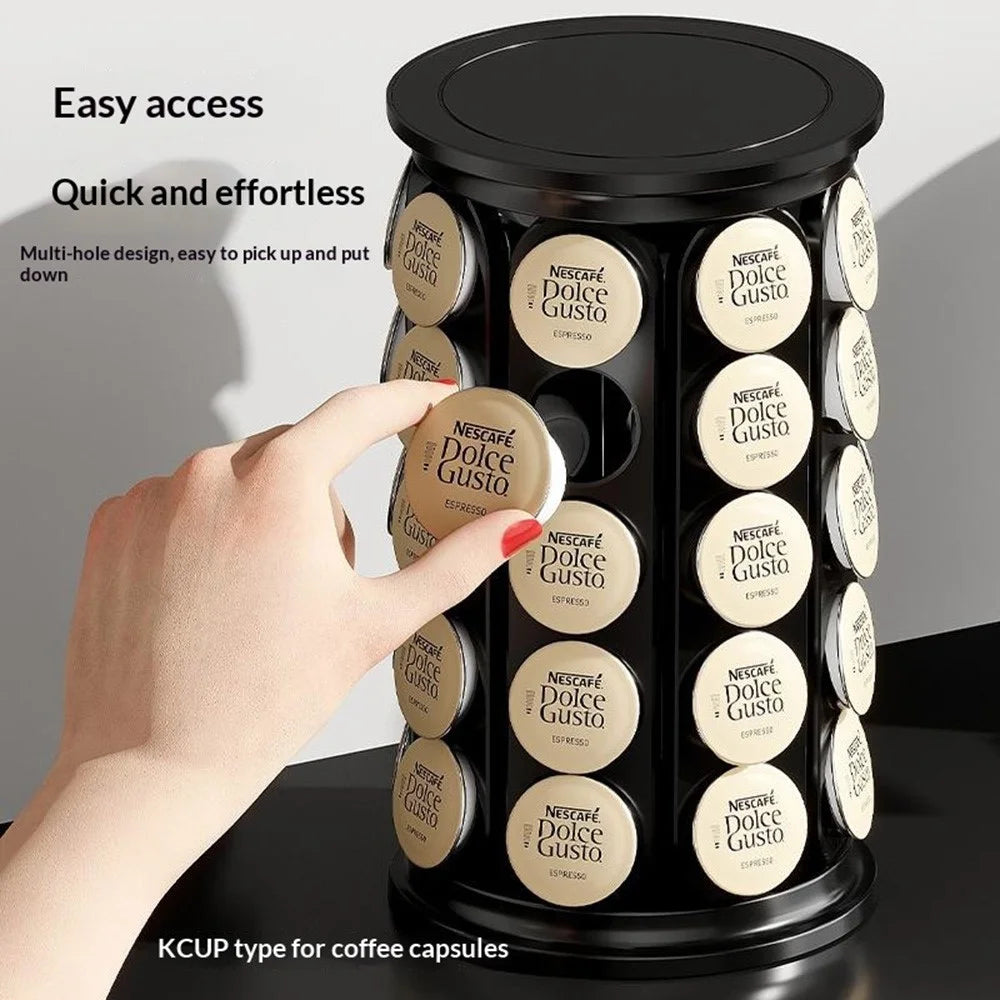 Coffee Capsules Holder for K-Cup 40Pcs Capsules Storage Rack 360 Degreee Rotating Round Stand Organizer - Black - 5