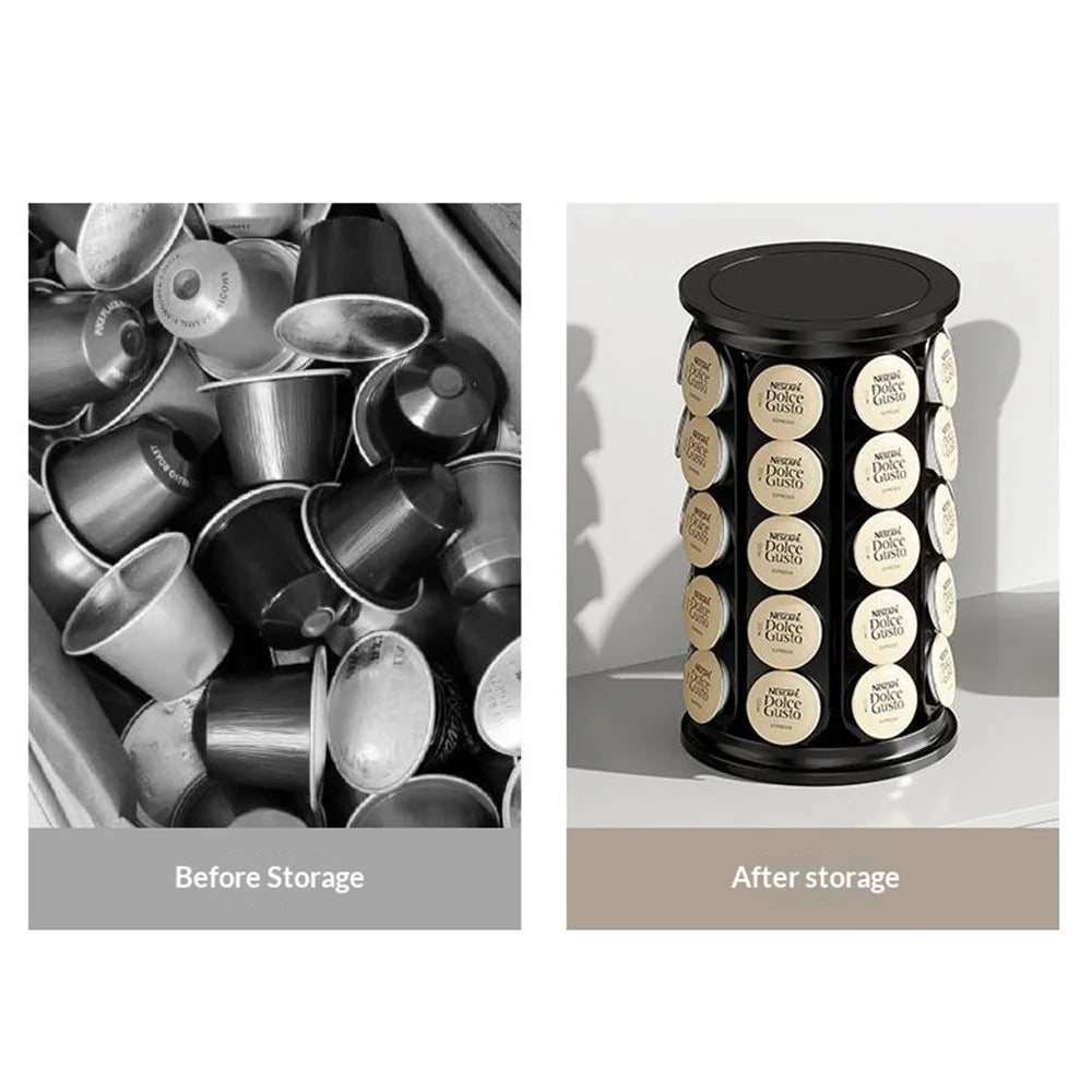 Coffee Capsules Holder for K-Cup 40Pcs Capsules Storage Rack 360 Degreee Rotating Round Stand Organizer - Black - 7