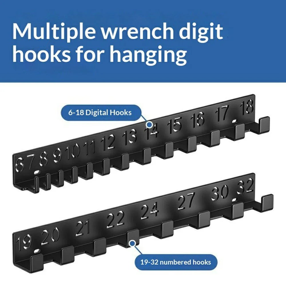 Digital Number Wrench Organizer Wall Mount Tool Rack Garage Storage Holder Carbon Steel Hardware Organizer - G-10  /  Number 19-32 - 2