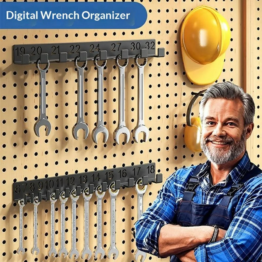 Digital Number Wrench Organizer Wall Mount Tool Rack Garage Storage Holder Carbon Steel Hardware Organizer - G-10  /  Number 19-32 - 3