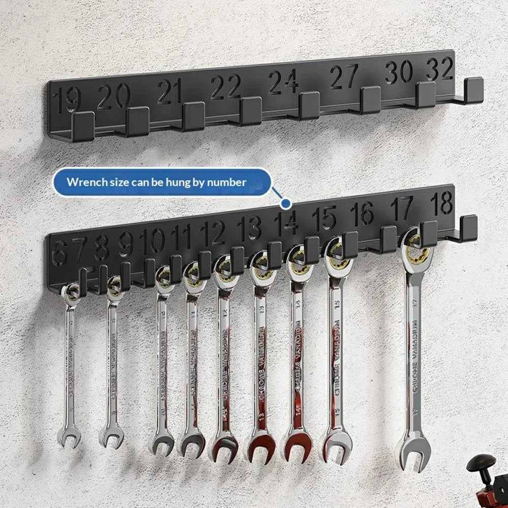 Digital Number Wrench Organizer Wall Mount Tool Rack Garage Storage Holder Carbon Steel Hardware Organizer - G-10  /  Number 19-32 - 5