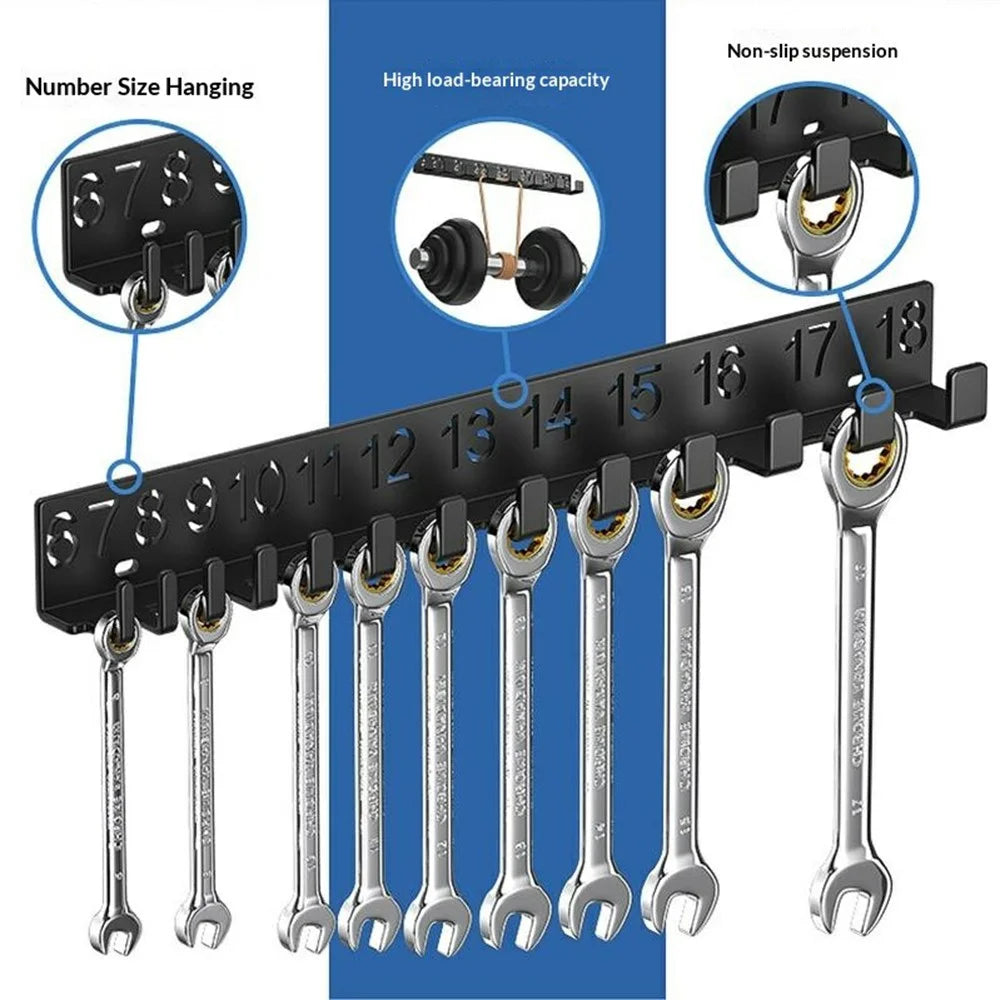 Digital Number Wrench Organizer Wall Mount Tool Rack Garage Storage Holder Carbon Steel Hardware Organizer - G-10  /  Number 19-32 - 6