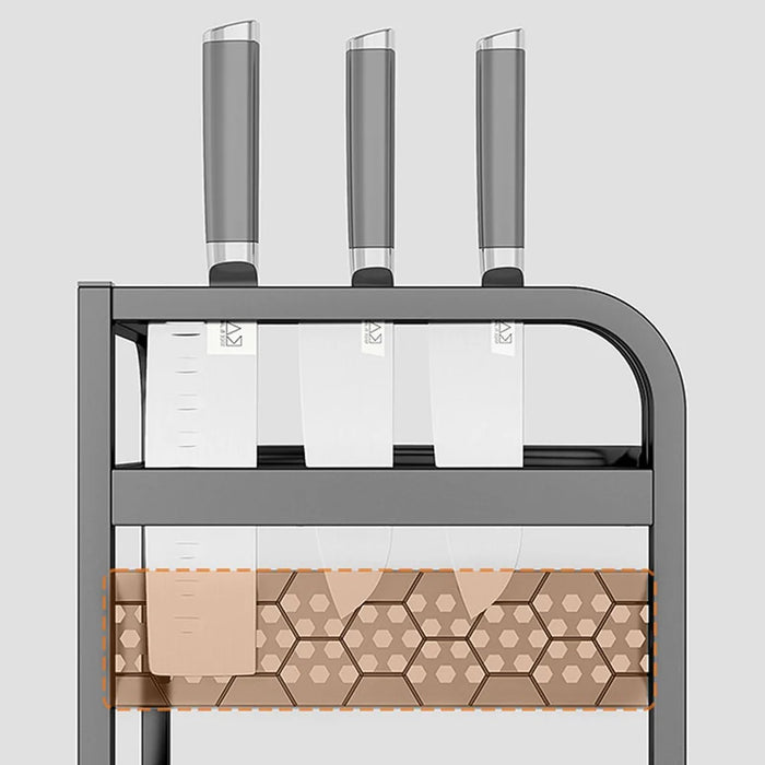 2-Tier 40x29x44cm Corner Kitchen Shelf with Knife Slots Organizer Triangle Wall Mount No-Drill Spice Storage Rack for Seasoning Bottles - 4