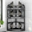 3-Tier 35.5x26x66cm Corner Kitchen Shelf with Knife Slots Organizer Triangle Wall Mount No-Drill Spice Storage Rack for Seasoning Bottles - 3