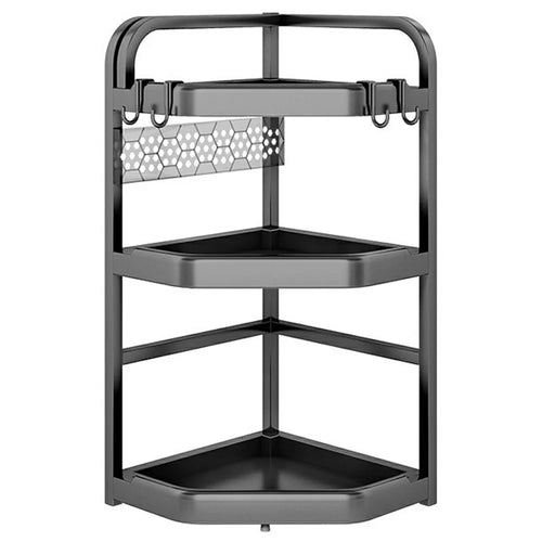 3-Tier 40x29x66cm Corner Kitchen Shelf with Knife Slots Organizer Triangle Wall Mount No-Drill Spice Storage Rack for Seasoning Bottles - 1