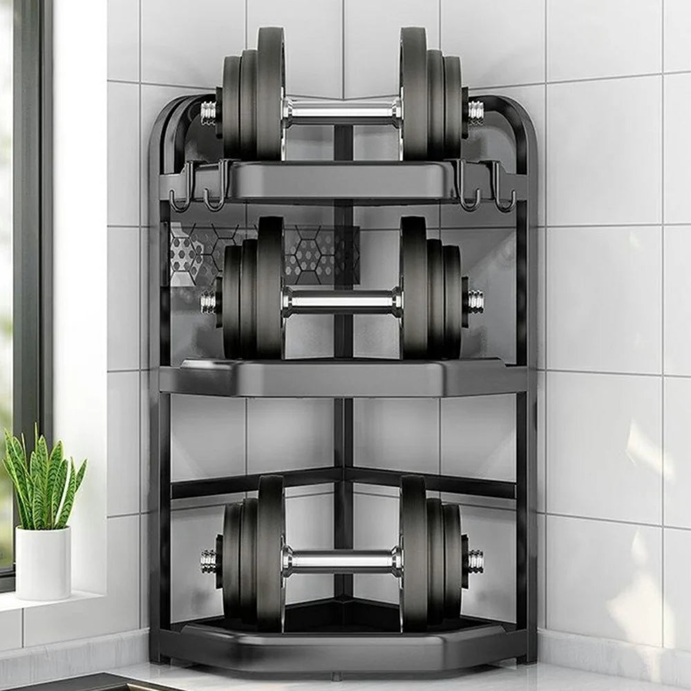 3-Tier 40x29x66cm Corner Kitchen Shelf with Knife Slots Organizer Triangle Wall Mount No-Drill Spice Storage Rack for Seasoning Bottles - 6