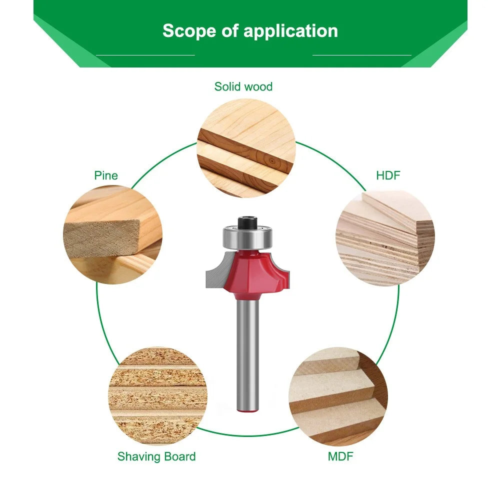 MC01035S25 1 / 4 Inch Shank Round Over Bit Wood Trimming Router Bit Wood Milling Cutter with Plastic Box - 2