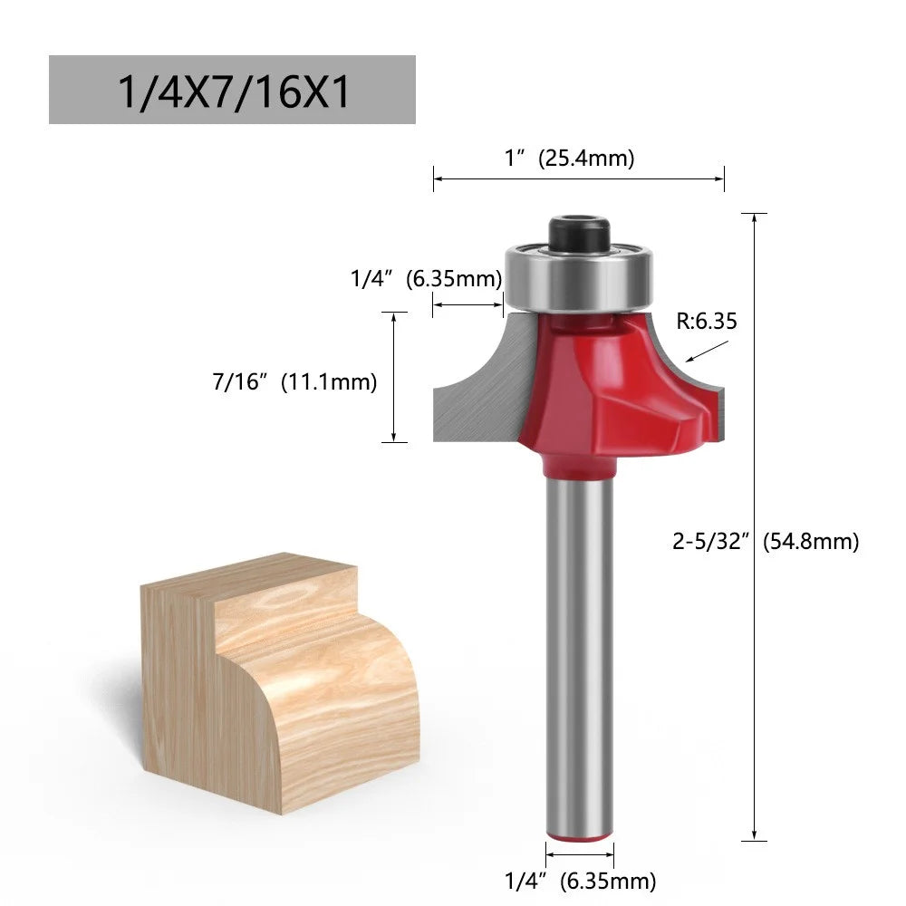 MC01035S25 1 / 4 Inch Shank Round Over Bit Wood Trimming Router Bit Wood Milling Cutter with Plastic Box - 5