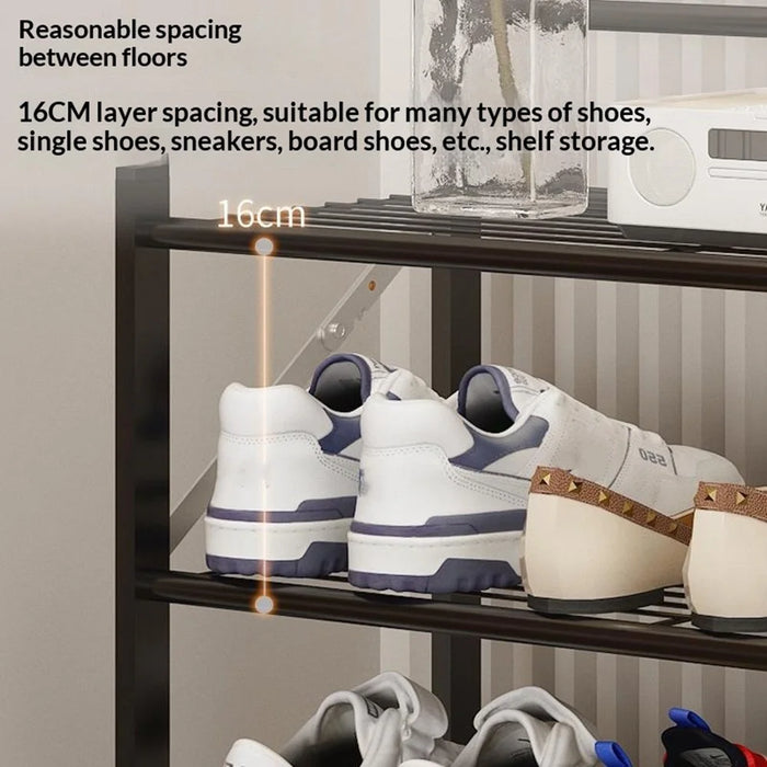 62x26x46cm 3-Tier Foldable Metal Shoe Rack Entryway No Assembly Storage Organizer Shelf - Black - 4