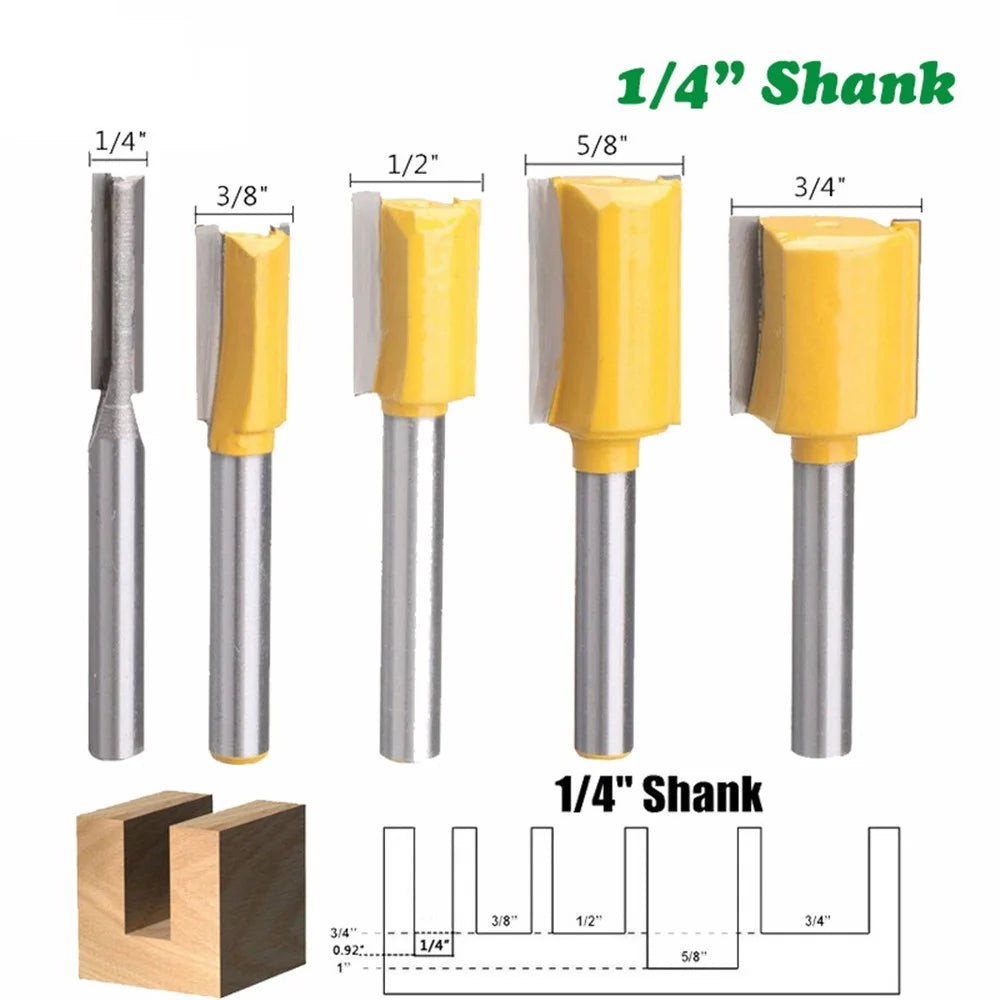 MC01033 5PCS 1 / 4 Inch Shank Straight Router Bit Cutting Tool Wood Trimming Milling Cutter with Plastic Box - 3