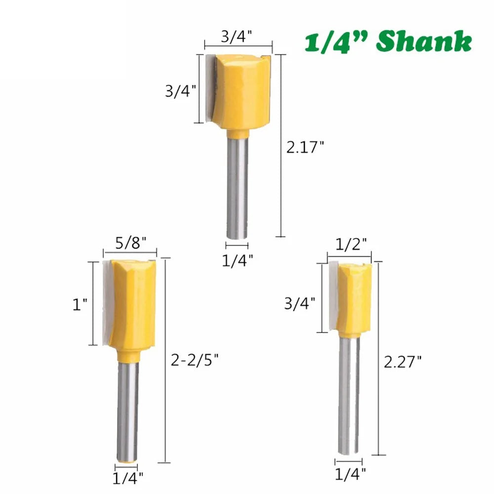 MC01033 5PCS 1 / 4 Inch Shank Straight Router Bit Cutting Tool Wood Trimming Milling Cutter with Plastic Box - 5