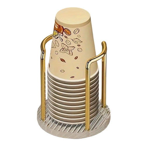11.5x11.5x13cm Acrylic Cup Holder Inverted Stacking Dispenser Disposable Paper Cups Storage Rack for Home Organization - Single Seat / Gold - 1