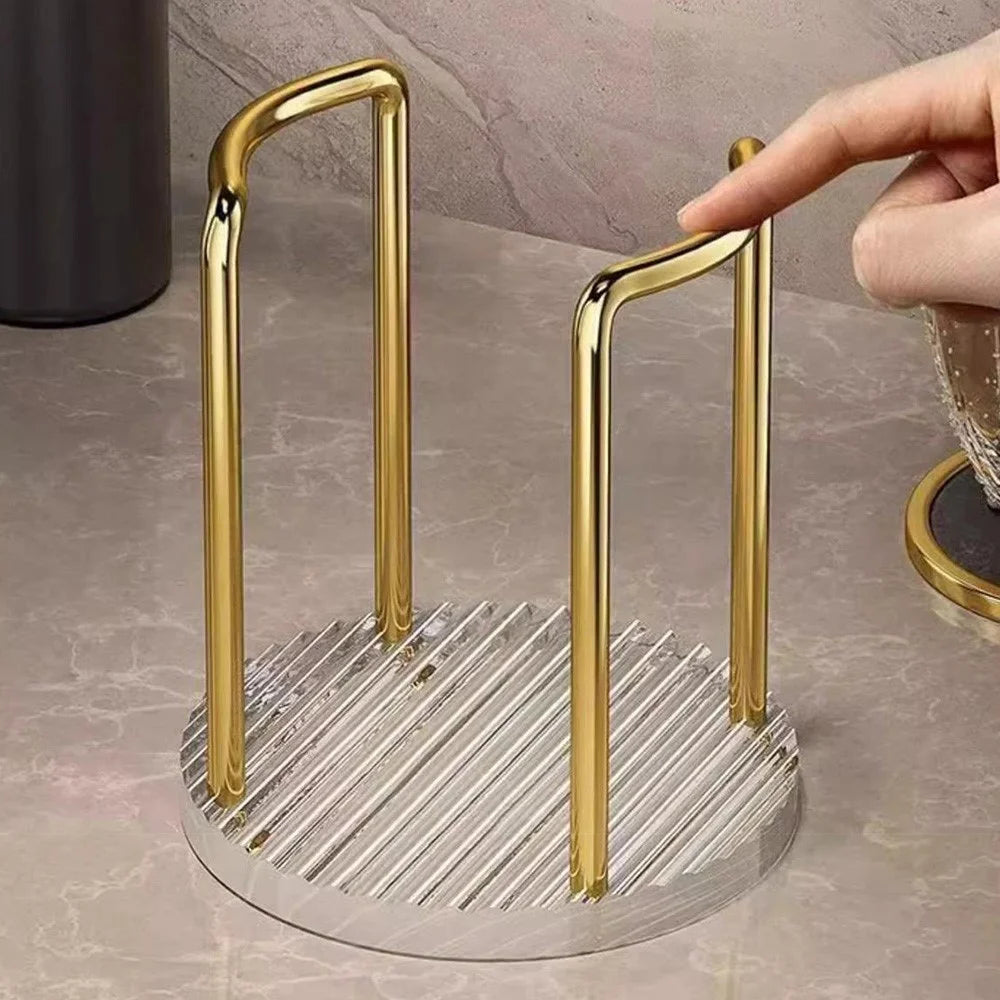 11.5x11.5x13cm Acrylic Cup Holder Inverted Stacking Dispenser Disposable Paper Cups Storage Rack for Home Organization - Single Seat / Gold - 7