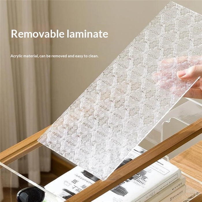 50x19x37cm 3-Tier Desktop Organizer Shelf Acrylic Wood Books Cup Storage Rack for Home Office Desk - Tea Color - 4