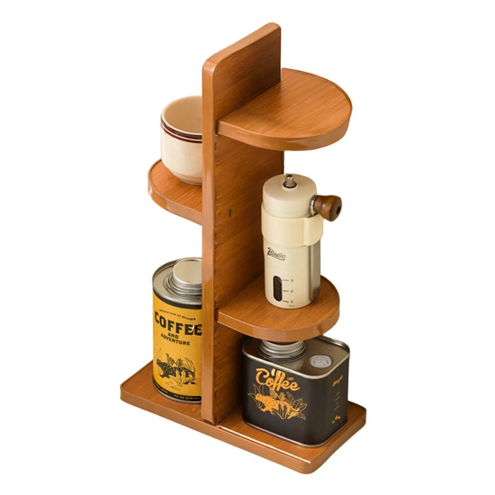 3-Tier Medium Size 23x11.5x41.5cm Desktop Cup Holder Organizer Bamboo Corner Storage Rack Kitchen Counter Mug Stand - 1