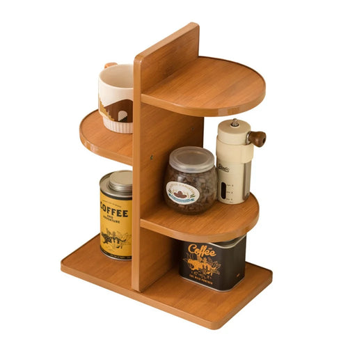 3-Tier Large Size 30x18x41.5cm Desktop Cup Holder Organizer Bamboo Corner Storage Rack Kitchen Counter Mug Stand - 1