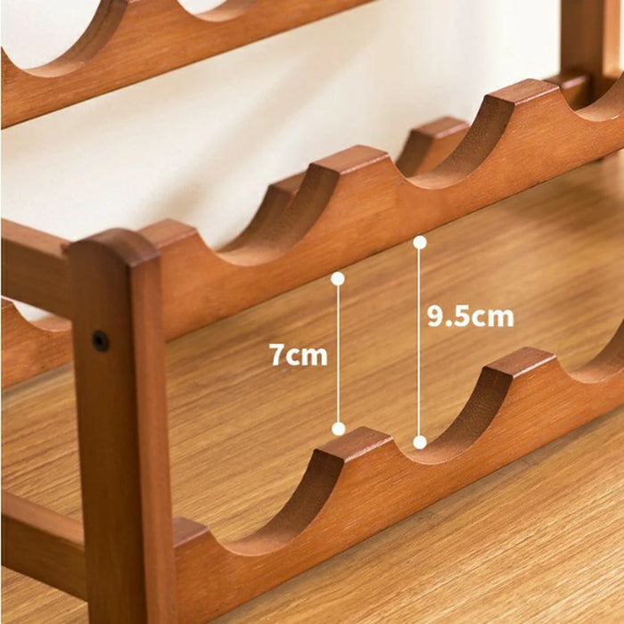 53x24x38cm 1-Tier Wine Rack for 5 Bottles Bamboo Desktop Wine Display Stand Bottle Glass Cups Holder - 2