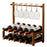 53x24x50cm 2-Tier Wine Rack for 10 Bottles Bamboo Desktop Wine Display Stand Bottle Glass Cups Holder - 1