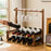 53x24x50cm 2-Tier Wine Rack for 10 Bottles Bamboo Desktop Wine Display Stand Bottle Glass Cups Holder - 5