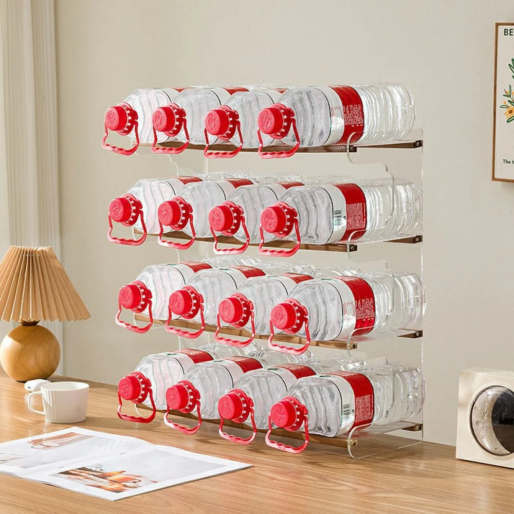 50x19x52cm 4-Tier Desktop Organizer Shelf Acrylic Wood Books Cup Storage Rack for Home Office Desk - Tea Color - 7