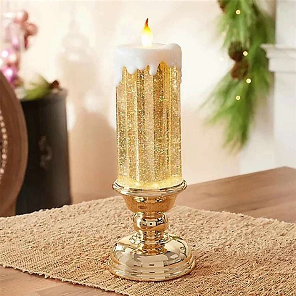Christmas LED Candle Light Decorative Craft Night Light Colorful Fantasy Crystal Candles Tourist Souvenirs - Gold - 2