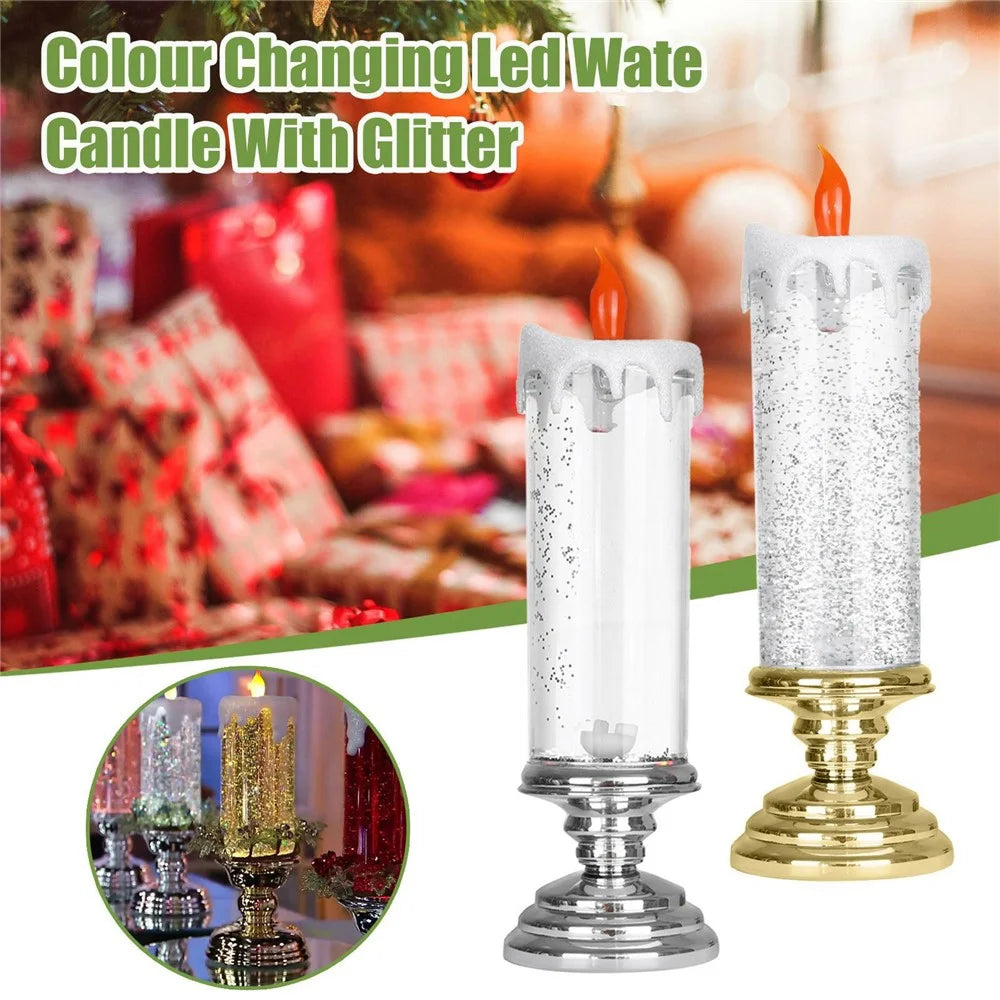 Christmas LED Candle Light Decorative Craft Night Light Colorful Fantasy Crystal Candles Tourist Souvenirs - Gold - 4