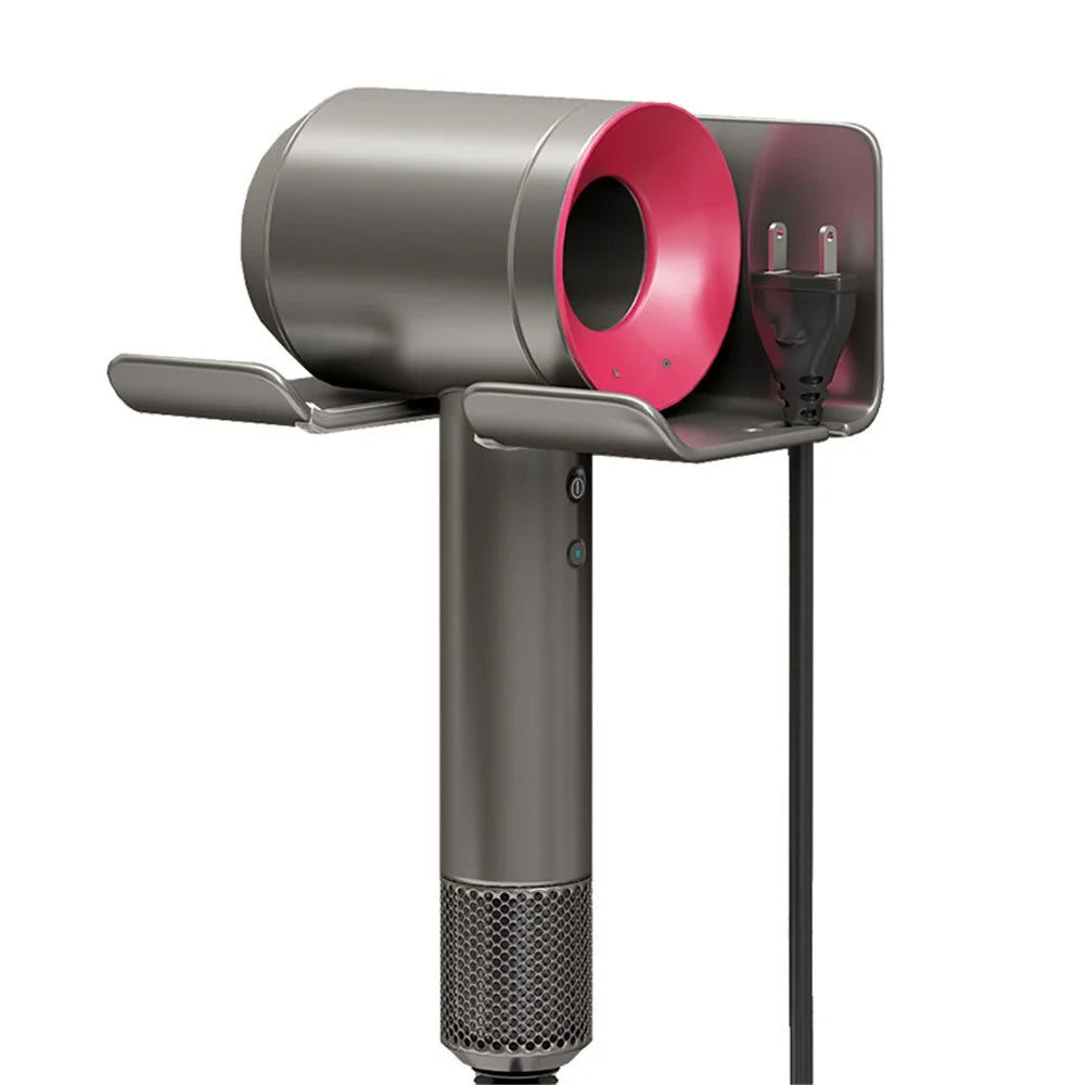 Universal Hair Dryer Holder Self Adhesive Electric Blower Wall Mounted No Drilling Organizer Stand for Bathroom - Grey - 2