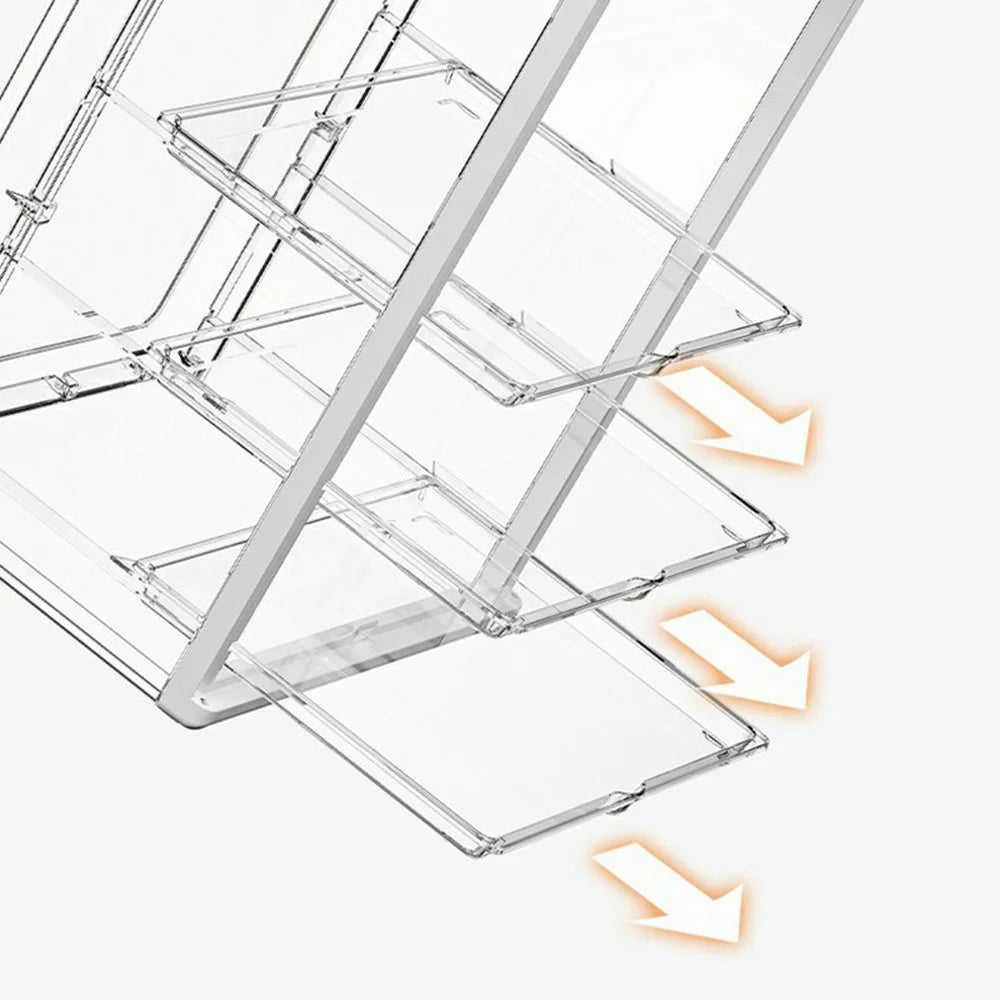 Clear Acrylic Makeup Organizer 3-Tier Dual-Door Dustproof Vanity Storage Box for Skincare Cosmetics - Transparent - 5