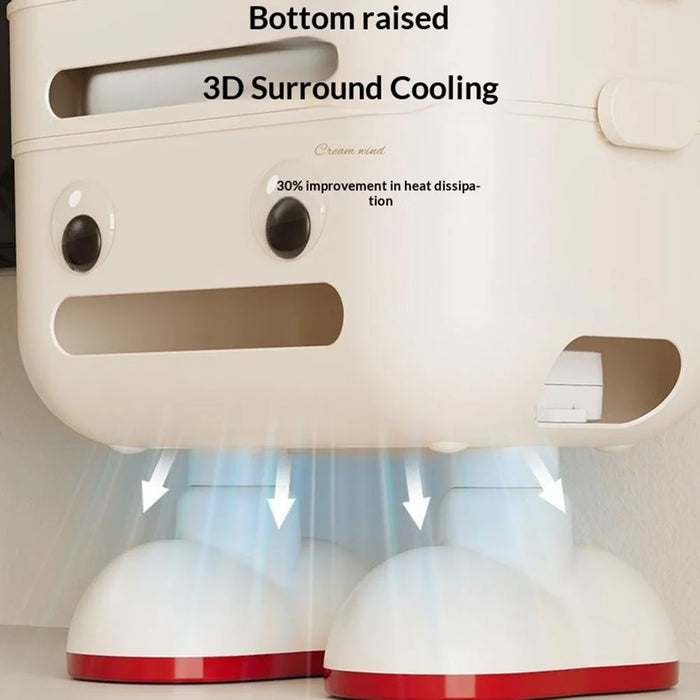 2-Tier Cartoon Robot Design (with Legs) Router Storage Box Desktop WiFi Organizer Cable Management Rack - 3