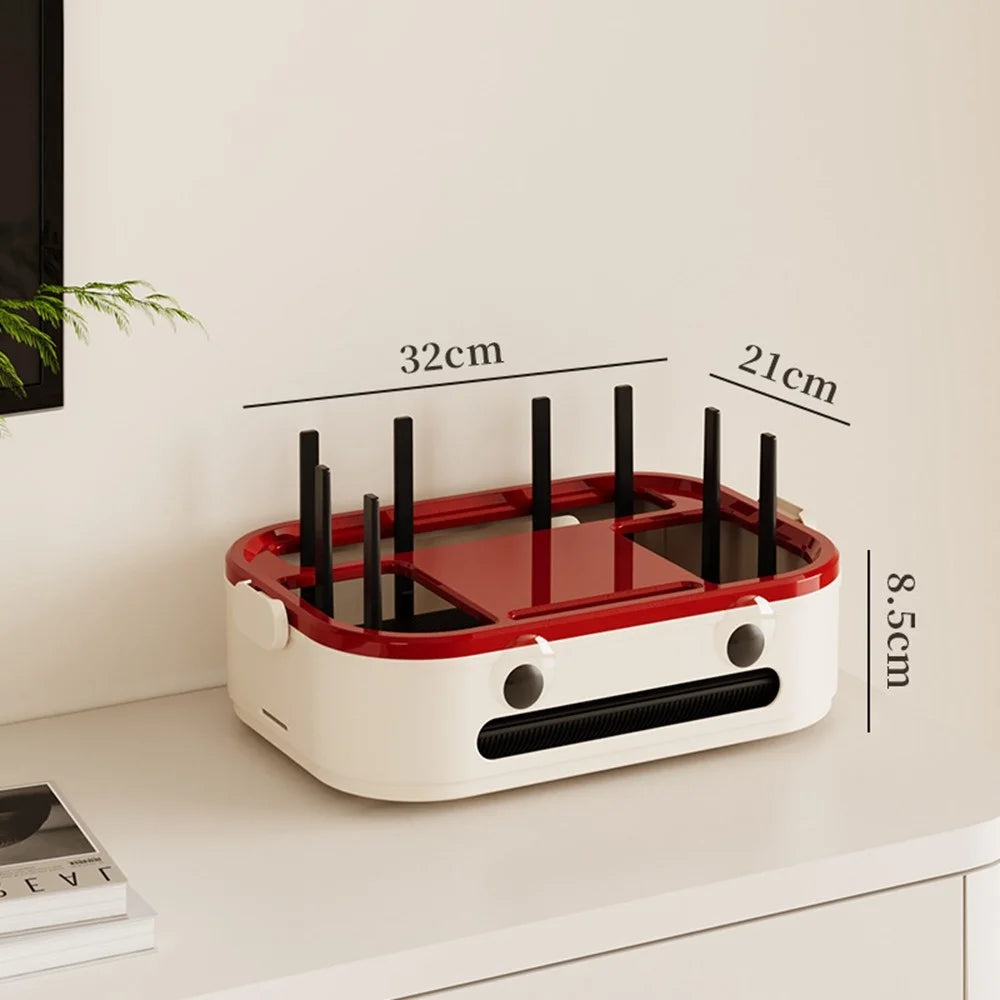 1-Layer Cartoon Robot Design Router Storage Box Desktop WiFi Organizer Cable Management Rack - 1