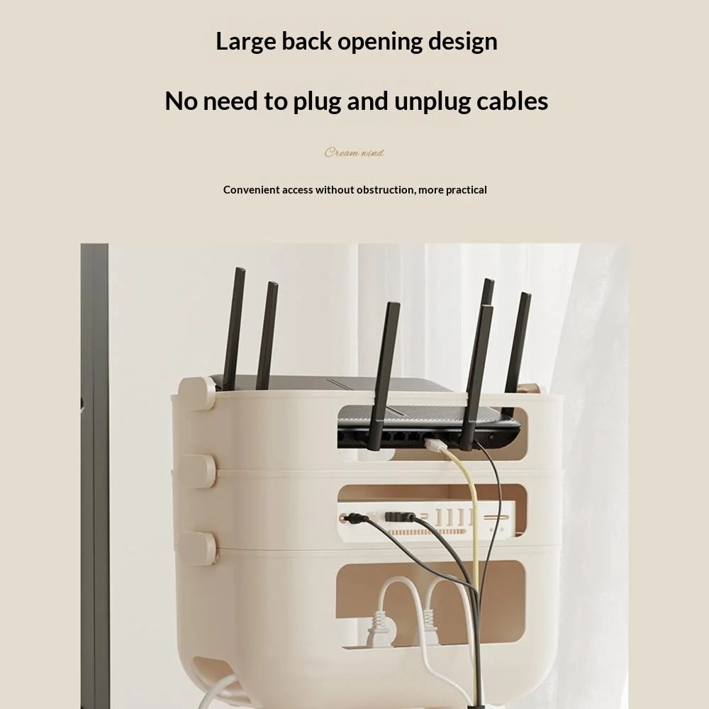 2-Layer Cartoon Robot Design Router Storage Box Desktop WiFi Organizer Cable Management Rack - 2