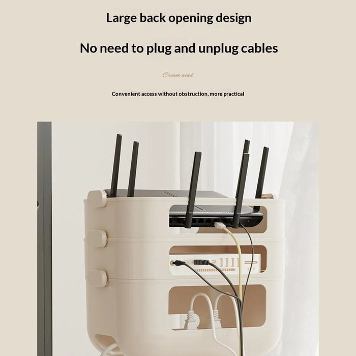 3-Layer Cartoon Robot Design Router Storage Box Desktop WiFi Organizer Cable Management Rack - 2