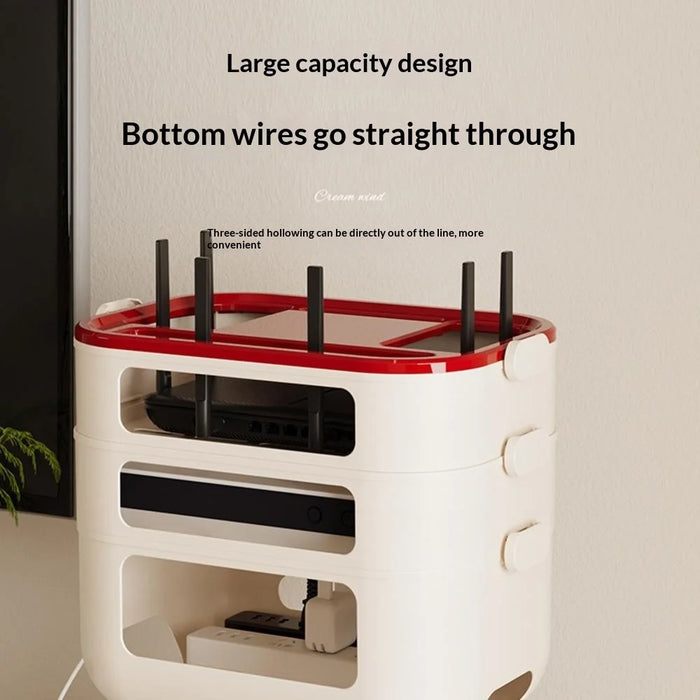 3-Layer Cartoon Robot Design Router Storage Box Desktop WiFi Organizer Cable Management Rack - 3