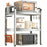 3-Layer Stainless Steel Kitchen Microwave Oven Rack with Cutting Board Rack & Cutlery Rack Printed Panel Kitchen Counter Storage Microwave Stand with Hooks - 1