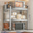 3-Layer Stainless Steel Kitchen Microwave Oven Rack with Cutting Board Rack & Cutlery Rack Printed Panel Kitchen Counter Storage Microwave Stand with Hooks - 3