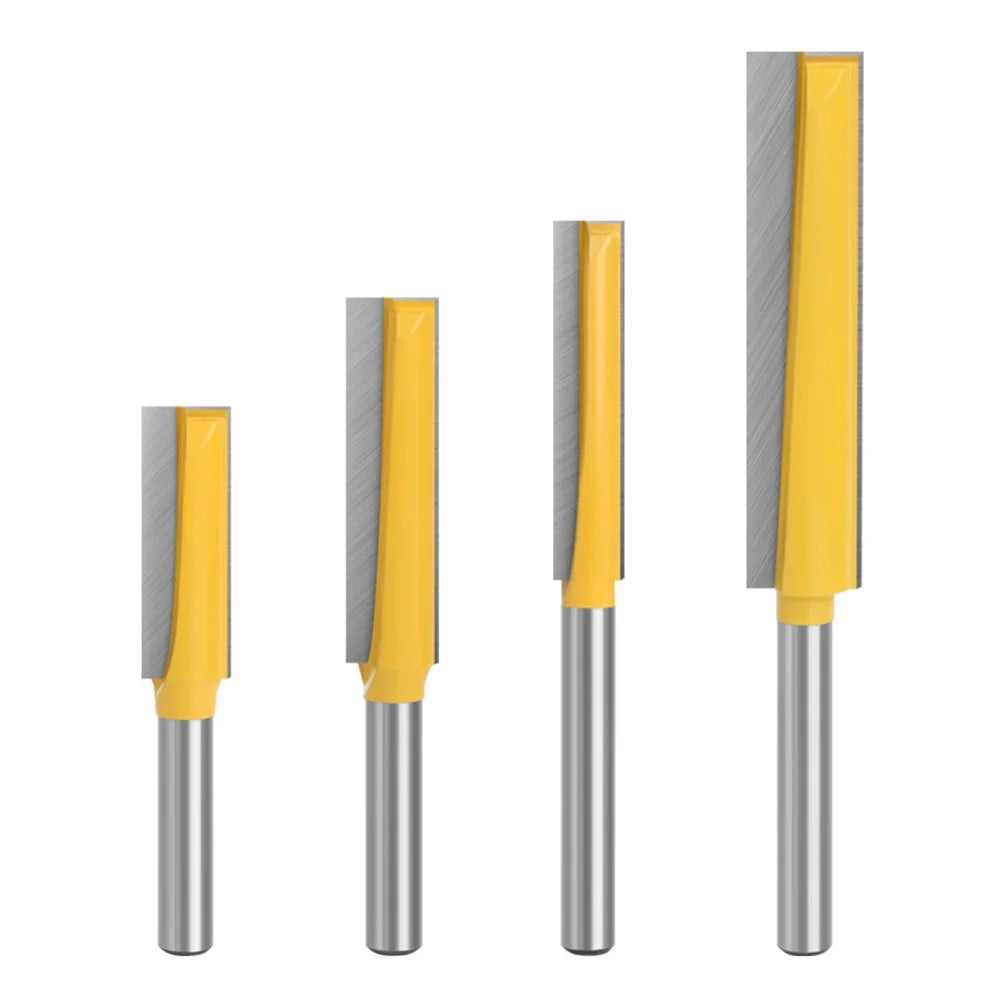 4PCS 8mm Shank Wood Trimmers Router Hard Metal Cutter Woodworking Long Plunge Knife with Plastic Box - 1