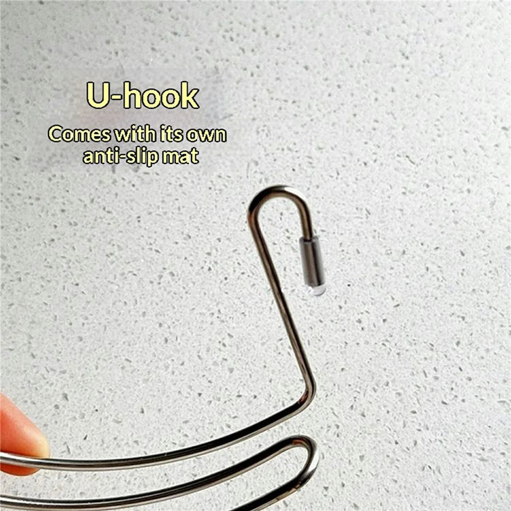 Kitchen Sink Hanging Rack Stainless Steel Draining Organizer with U-Hook for Utensils - 3
