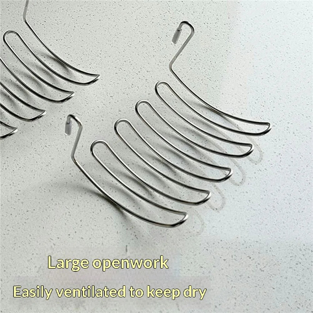 Kitchen Sink Hanging Rack Stainless Steel Draining Organizer with U-Hook for Utensils - 4