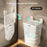 2-Compartment Foldable Wall Mounted Laundry Basket Suction Cup No Drill Dirty Clothes Hamper for Bathroom - White - 3
